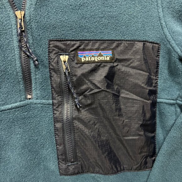 Patagonia Sweater Mens XS Blue Quarterzip Sweater Pullover Preppy Camp Granola - Picture 2 of 6